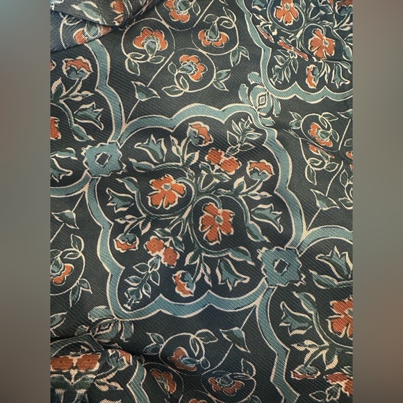 Elegant Patterned Maxi Dress in Blue and Orange - Picture 3 of 6